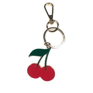 Double Cherry Rose Gold Tone Keychain Purse Clip Vibrant Bright Spring